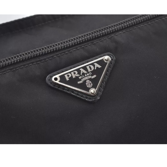 Authentic PRADA Nylon Tessuto Leather Shoulder Cross Body Bag Purse Black - Picture 9 of 12